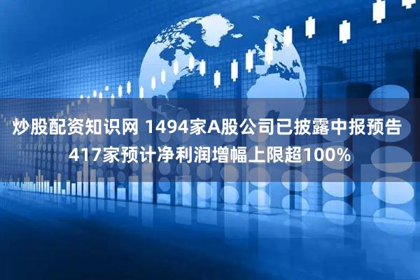 炒股配资知识网 1494家A股公司已披露中报预告 417家预计净利润增幅上限超100%